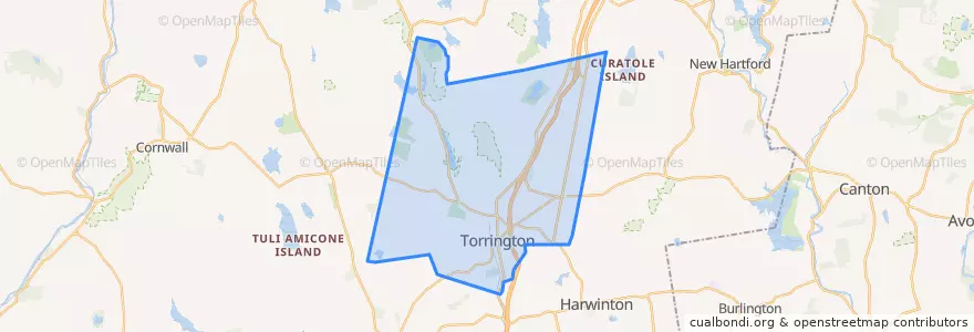 Mapa de ubicacion de Torrington.