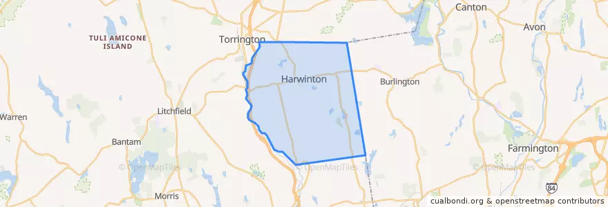 Mapa de ubicacion de Harwinton.