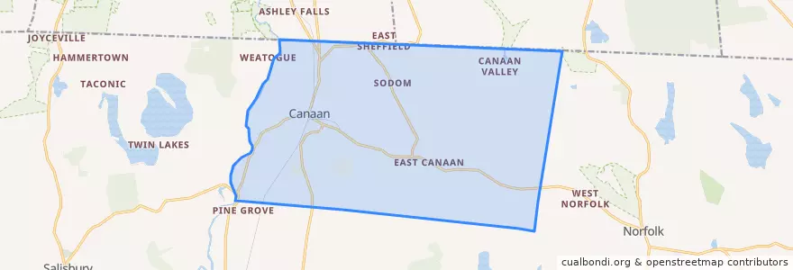 Mapa de ubicacion de North Canaan.