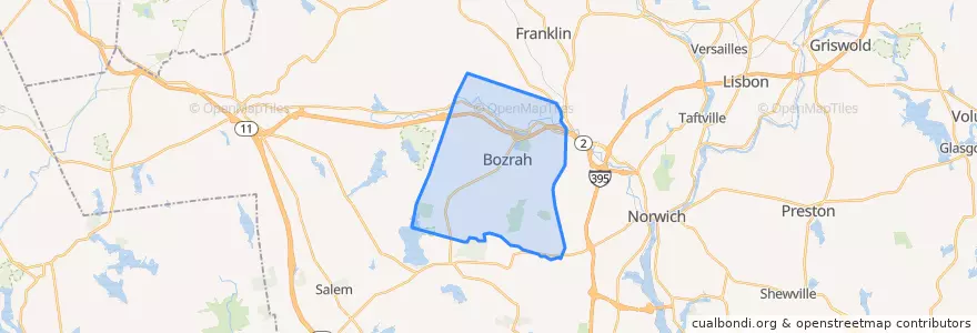 Mapa de ubicacion de Bozrah.