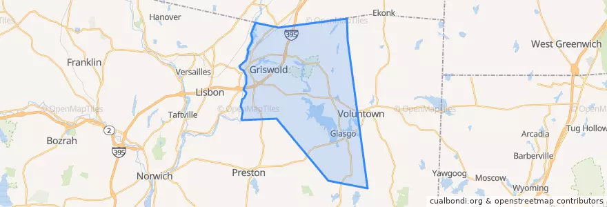 Mapa de ubicacion de Griswold.
