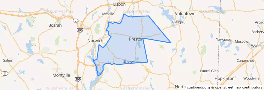 Mapa de ubicacion de Preston.