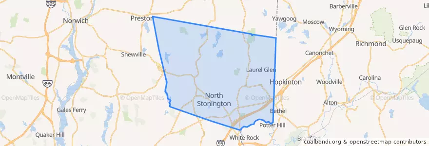 Mapa de ubicacion de North Stonington.