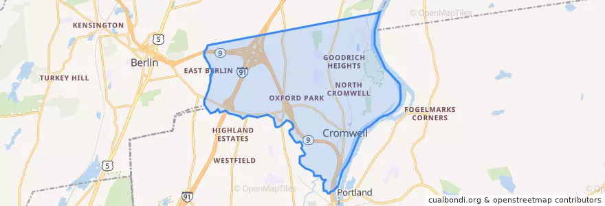 Mapa de ubicacion de Cromwell.
