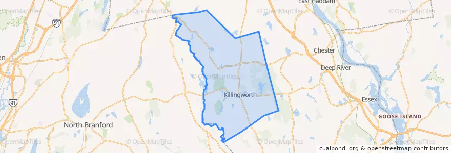 Mapa de ubicacion de Killingworth.