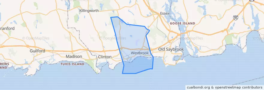 Mapa de ubicacion de Westbrook.
