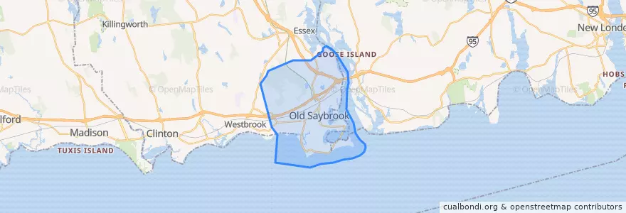 Mapa de ubicacion de Old Saybrook.