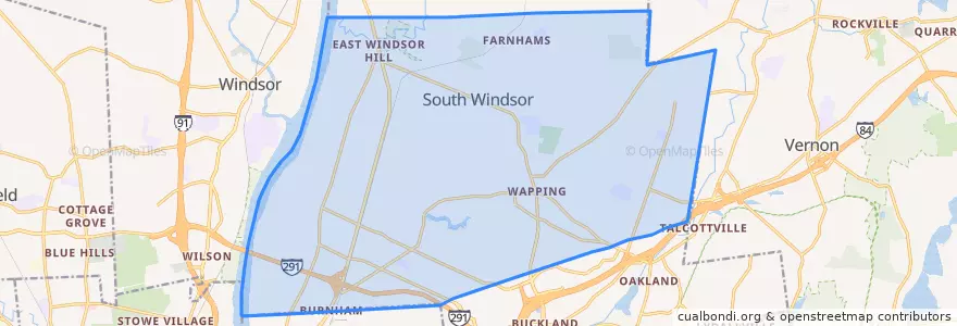 Mapa de ubicacion de South Windsor.
