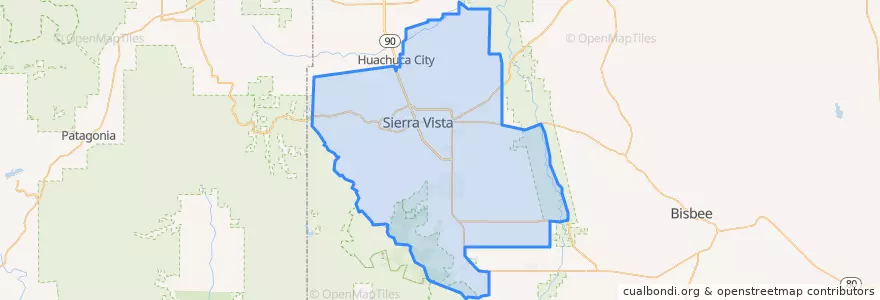 Mapa de ubicacion de Sierra Vista.