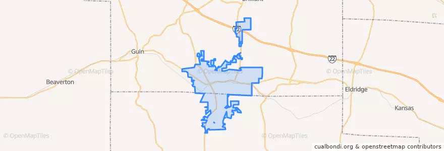 Mapa de ubicacion de Winfield.