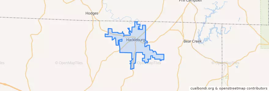 Mapa de ubicacion de Hackleburg.