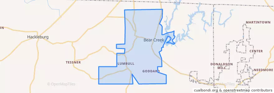 Mapa de ubicacion de Bear Creek.