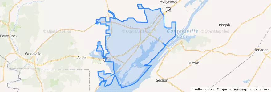 Mapa de ubicacion de Scottsboro.