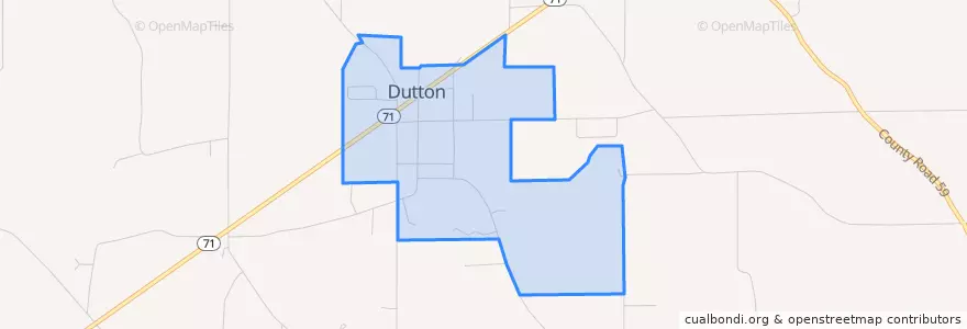 Mapa de ubicacion de Dutton.