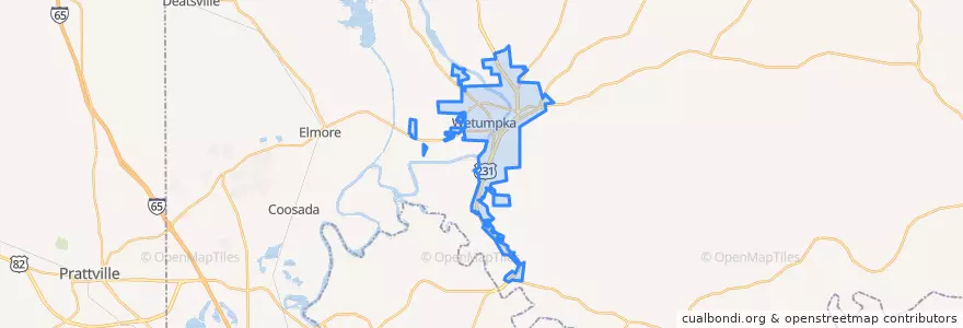 Mapa de ubicacion de Wetumpka.
