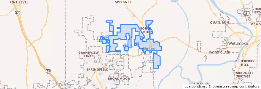 Mapa de ubicacion de Elmore.