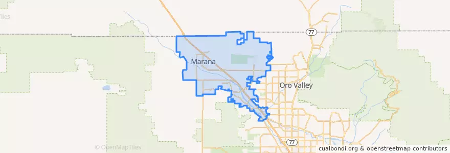 Mapa de ubicacion de Marana.