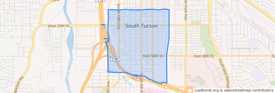 Mapa de ubicacion de South Tucson.