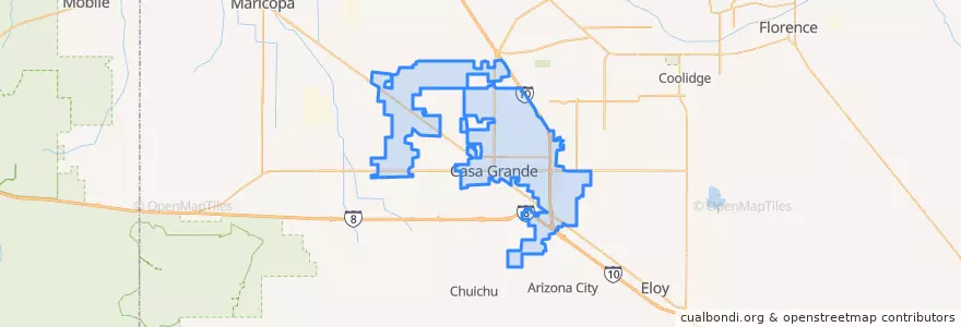 Mapa de ubicacion de Casa Grande.