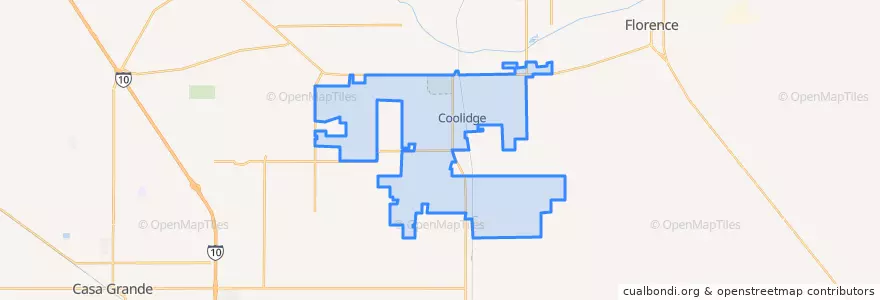 Mapa de ubicacion de Coolidge.