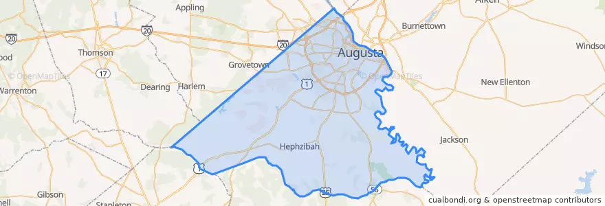 Mapa de ubicacion de Augusta.