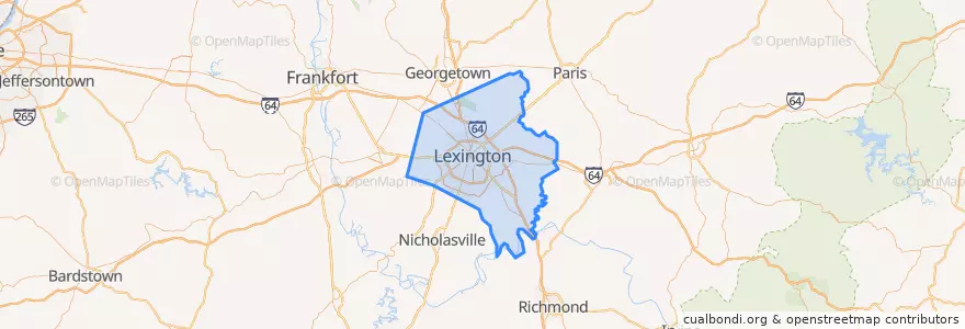 Mapa de ubicacion de Lexington.