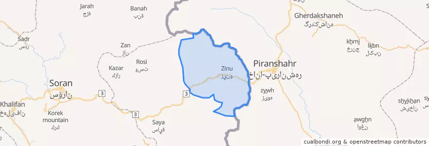 Mapa de ubicacion de ناحیەی حاجی ئۆمەران.