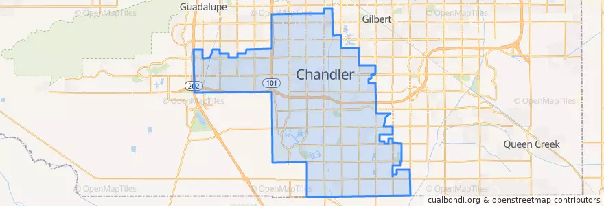 Mapa de ubicacion de Chandler.