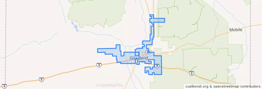 Mapa de ubicacion de Gila Bend.