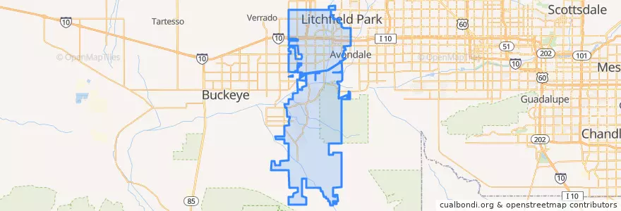 Mapa de ubicacion de Goodyear.