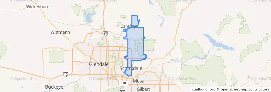 Mapa de ubicacion de Scottsdale.