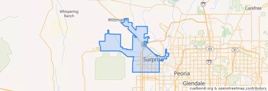 Mapa de ubicacion de Surprise.