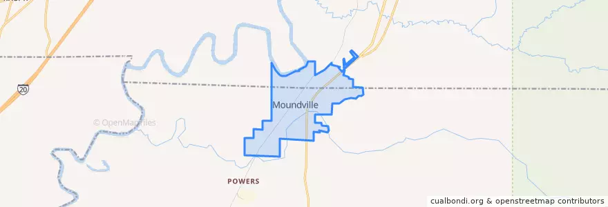Mapa de ubicacion de Moundville.