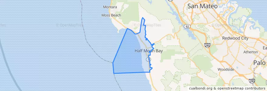 Mapa de ubicacion de Half Moon Bay.