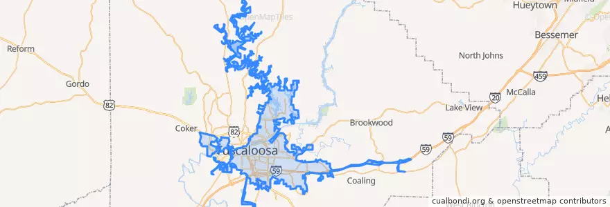 Mapa de ubicacion de Tuscaloosa.
