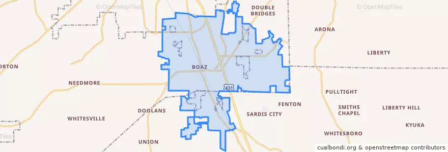 Mapa de ubicacion de Boaz.