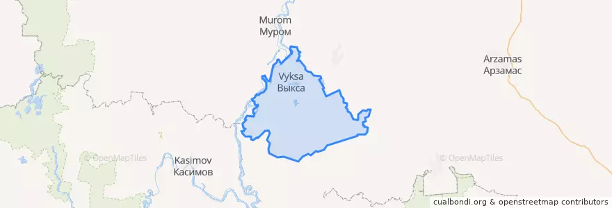 Mapa de ubicacion de городской округ Выкса.