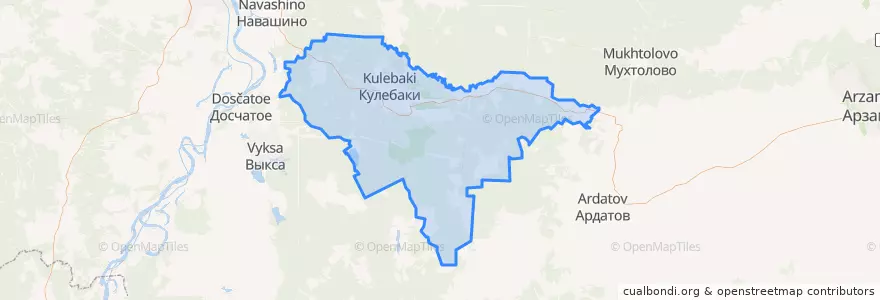 Mapa de ubicacion de городской округ Кулебаки.