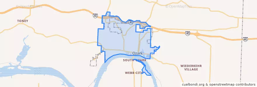 Mapa de ubicacion de Ozark.