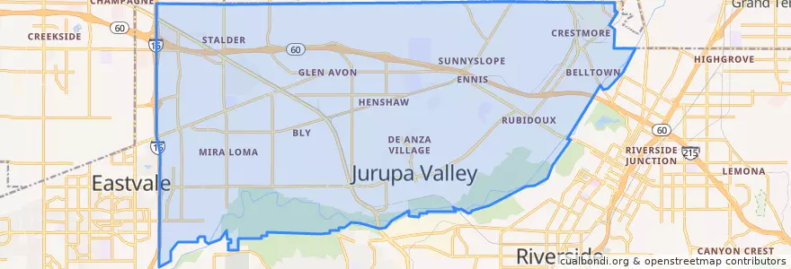 Mapa de ubicacion de Jurupa Valley.