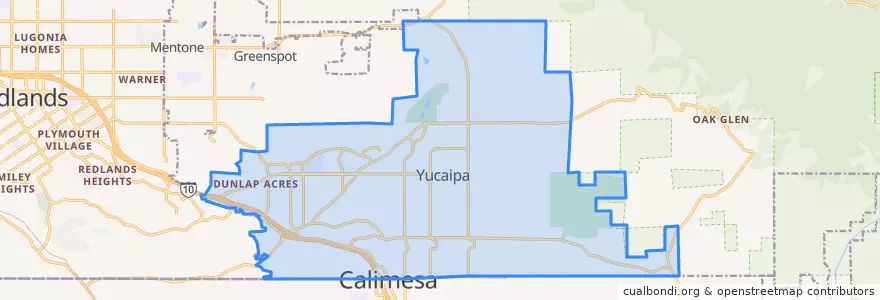 Mapa de ubicacion de Yucaipa.