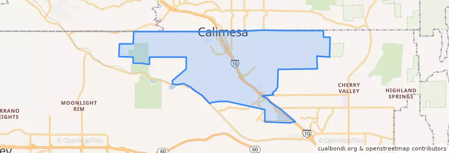 Mapa de ubicacion de Calimesa.