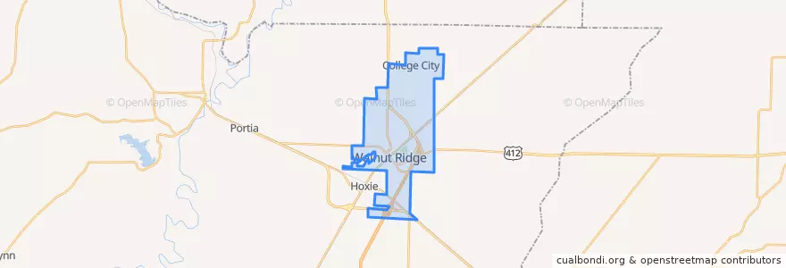Mapa de ubicacion de Walnut Ridge.