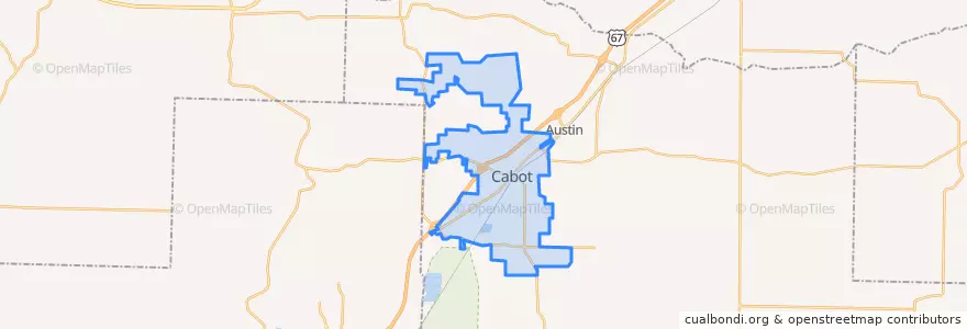 Mapa de ubicacion de Cabot.