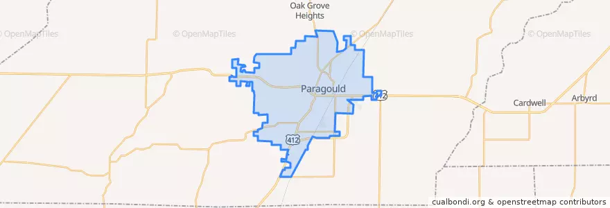 Mapa de ubicacion de Paragould.