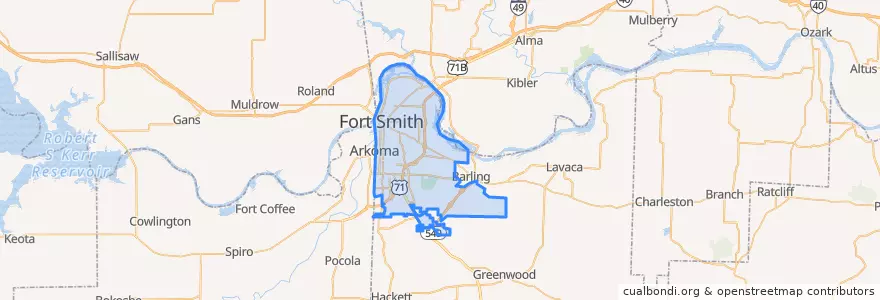 Mapa de ubicacion de Fort Smith.