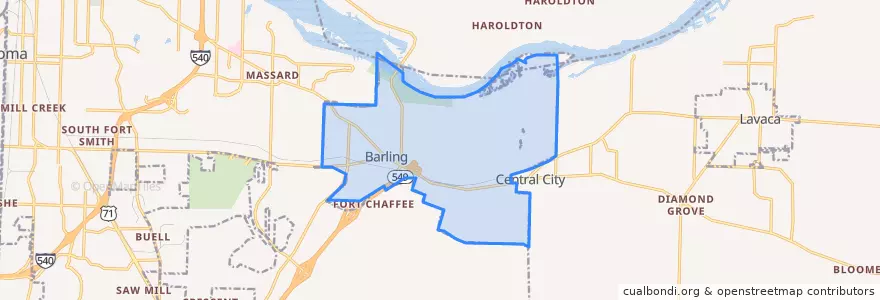Mapa de ubicacion de Barling.