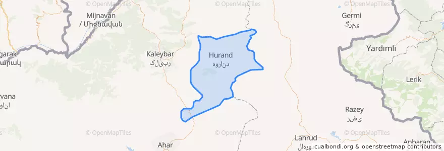 Mapa de ubicacion de بخش مرکزی شهرستان هوراند.