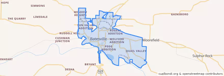 Mapa de ubicacion de Batesville.
