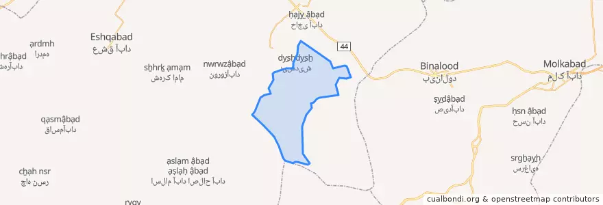 Mapa de ubicacion de دهستان حشمتیه.